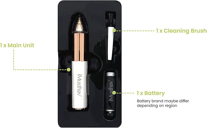 Portable Flawless Eyebrow Hair Remover for Women – Painless, Fast & Precise Flawless Electric Razor & Epilator for Eyebrow, Nose, Ear Hair Removal – 18K Gold-Plated, 360° LED Light