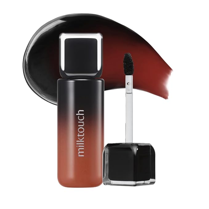 MILKTOUCH Black Peel Off Lip Tattoo - Long-Lasting Matte Lip, Waterproof & Transfer-Proof, Highly Pigmented, Stay-On-All-Day Lip Tint Stain (4.5g) #04 Black Apricot