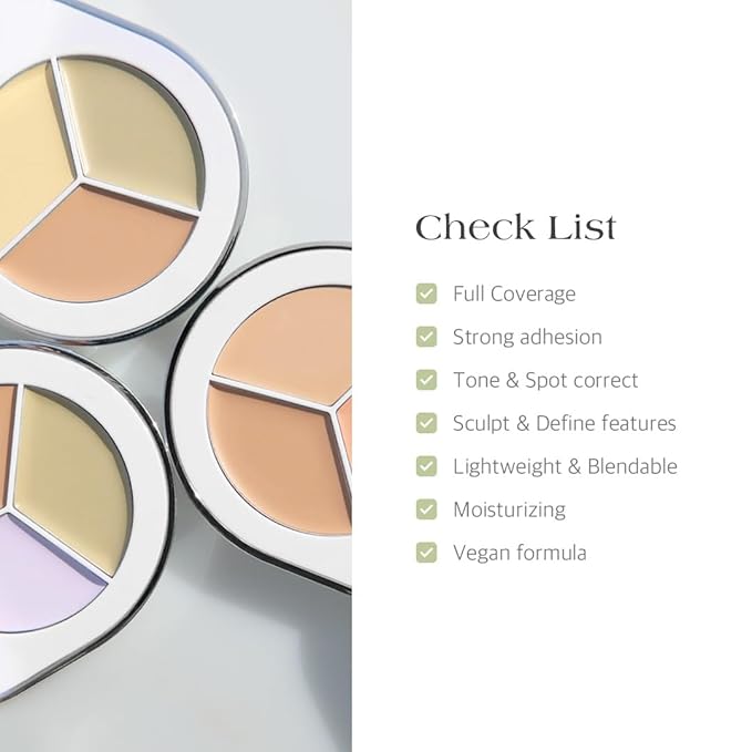 Dr.Althea Dear.A Perfect Cover Concealer Palette - Vegan Fomula, Conceal, Cover, Correct, Contour, Highlight, Multi concealer balette, Finger puff included (C03)