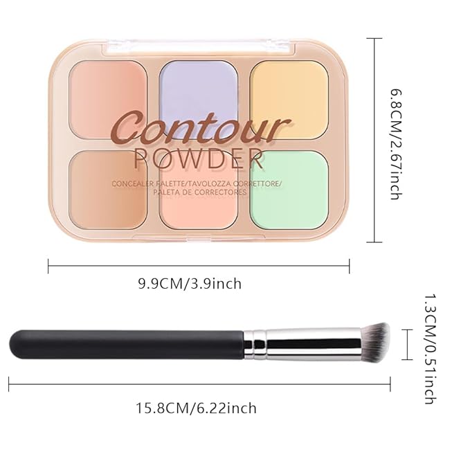 6 Colors Concealer Corrector Palette, Light Purple Green Nude Pink Brown Concealers Full Coverage Cream Contour Palette for Older Women, Under Eye Color Corrector Pot Concealer Palette for Dark Circle