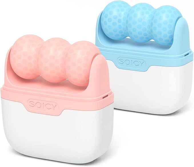 Ice Roller for Face with Gua Sha, Travel ice Roller Cold Therapy Tools, Cold Facial Ice Roller Massager for Eye Puffiness, Migraine, TMJ Pain Relief & Minor Injury (Pink)