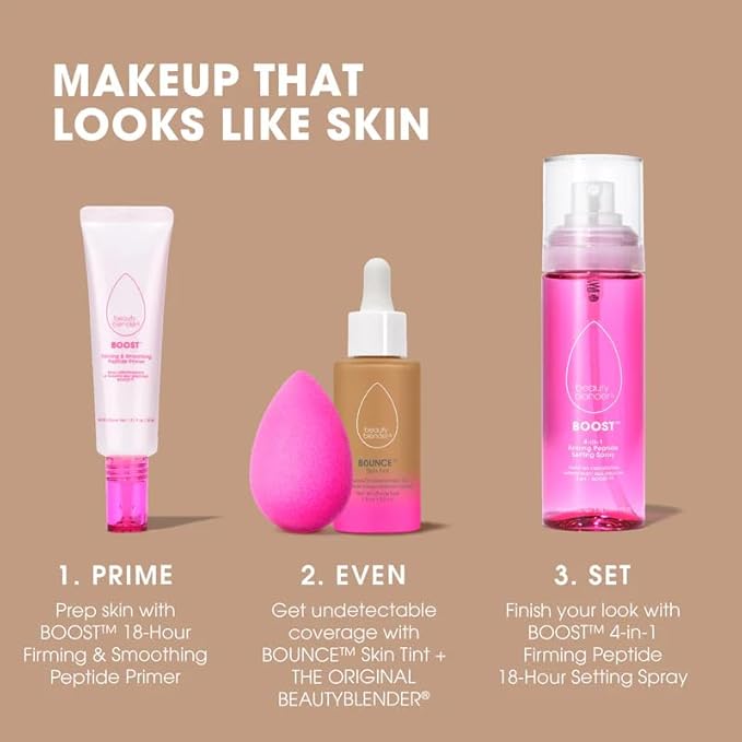 Beautyblender 12-Hour Always on Radiant Skin Tint, Breathable Serum Foundation Stays Put for All Day Long Wear, Infused with Hyaluronic Acid & Niacinamide, Medium 3
