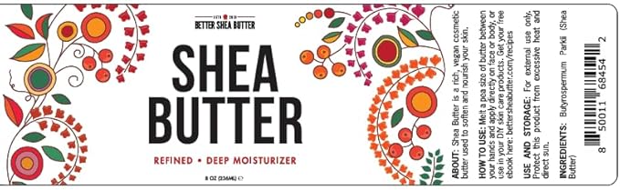 Refined Shea Butter Unscented - 100% Pure African Shea Butter for Hair & Dry Skin - Soap Base - Face & Body Moisturizer, for DIY Whipped Body Butter & Lip Balm 8 oz Jar