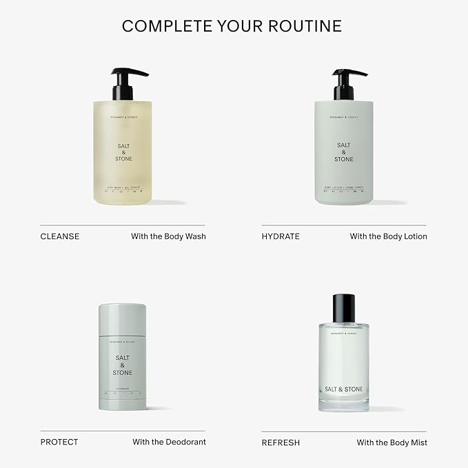 Salt & Stone Body Wash with Antioxidants for Deep Moisture | For Women & Men, Sulfate, Paraben, & Dye Free, Leaving Skin Soft and Hydrated | Bergamot & Hinoki 32 fl oz