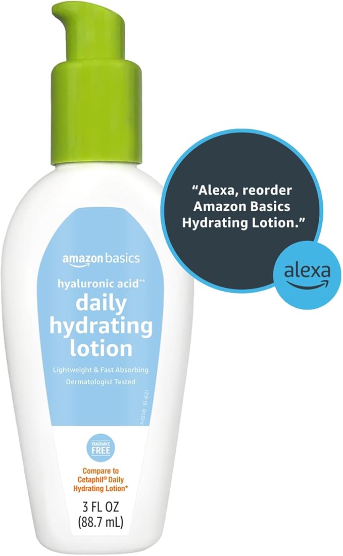 Amazon Basics Hyaluronic Acid Face Lotion, Hydrating, 3 Fluid Ounces (1-Pack), Perfect for Daily Use