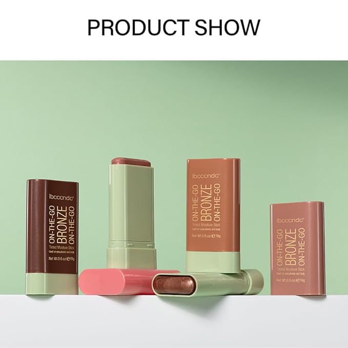 UNYOKE Soft Creamy Highlighter Blush Stick,Smooth Shimmer Bronzer Stick,Long Lasting Waterproof Blush Illuminator Luminizer,Blendable Natural Glow Makeup Cream Blush Highlight 0.6 Oz(04# Beach Glow)