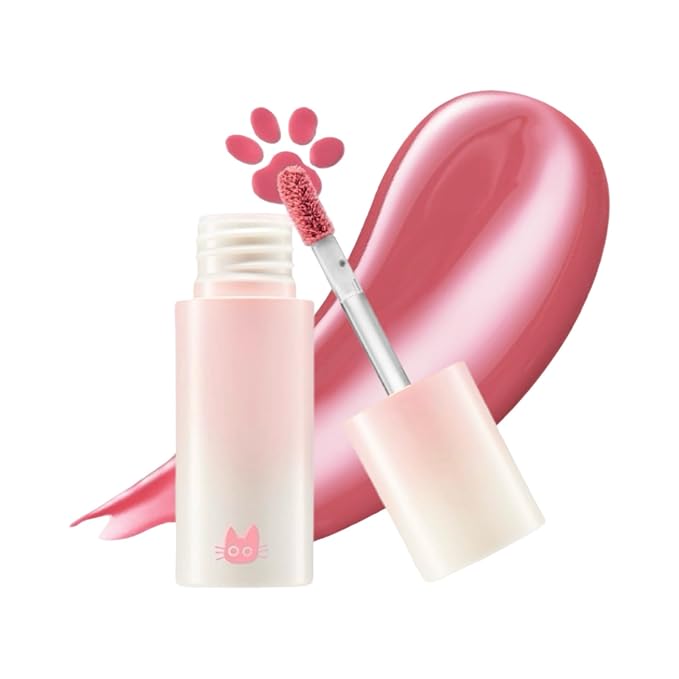 Chewy Lip Glaze, High Shine Lip Gloss, Korean Beauty (GZ03 Rose Bebe, 3.5 grams)