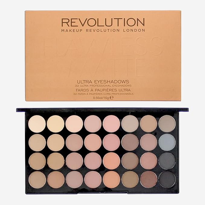 Makeup Revolution 32 Color Eyeshadow Palette, Flawless Matte