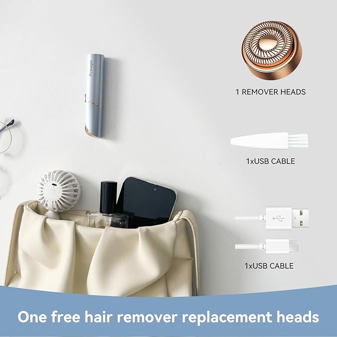 Facial Hair Remover for Women,Painless Hair Shaver Rechargeable with LED Light,Flawless Lady Face Electric Razor,The Great Female Mustache Removal (Rose Gold (with 1 Replacement Heads))