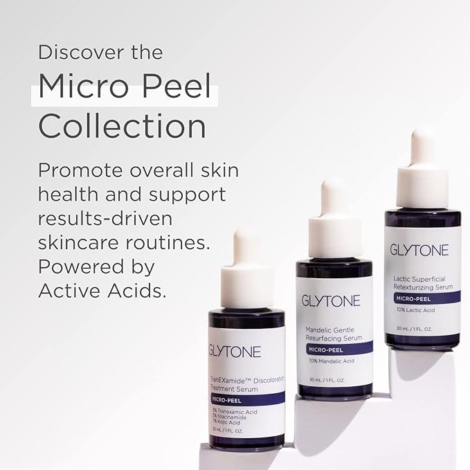 Glytone Micro-Peel TranEXamide™ Discoloration Correcting Serum | Dark Spot Remover with 3% Tranexamic Acid | Brightens Uneven Skin Tone for all Skin types | Fragrance Free, Paraben-Free - 1 fl oz