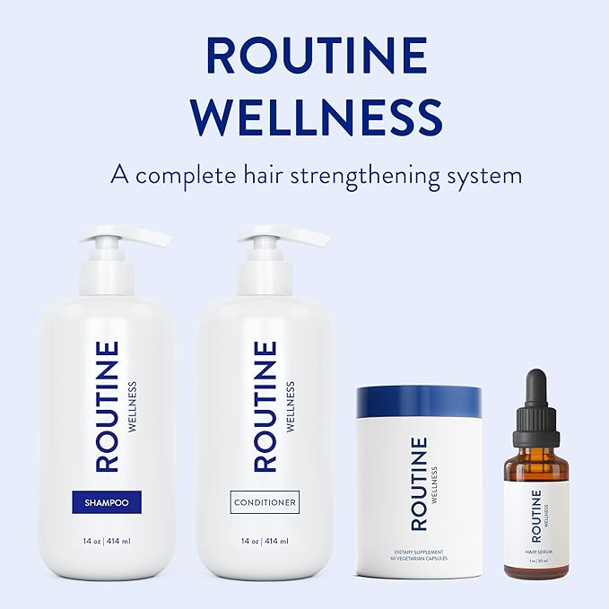 Routine Wellness Hair Growth Supplement - Clinically Proven for Thicker, Fuller Hair - Reduces Wrinkles, Fine Lines - Gluten Free, Ideal for Women & Men with Thinning Hair - 2 Bottles, 60 Day Supply