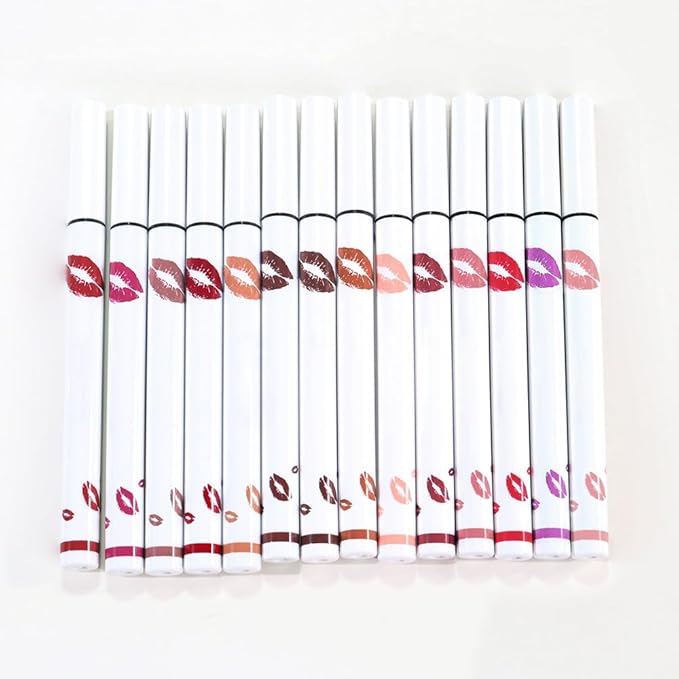 2Pcs Longwear Liquid Lip Liner Stain Marker Pen Set Long Lasting Waterproof, Mocha Nude Brown Matte Semi Permanent 24 Hour Lip Liner and Lipstick Combo, Color Stay Lipliner All Day Lip Stains peel off