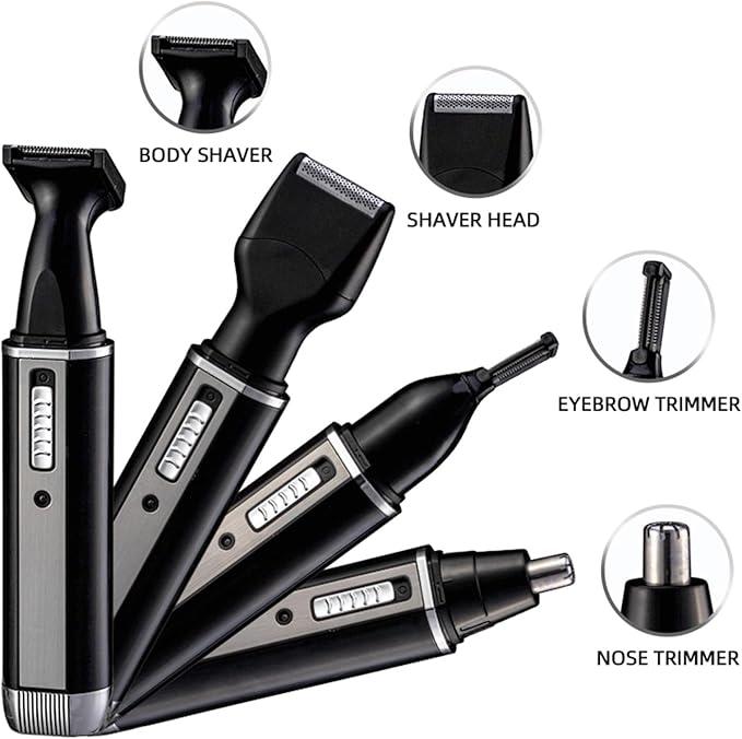 Nose Hair Trimmer for Women and Men, 4-in-1 Facial Hair Removal Trimmer Professional Eyebrow & Facial Hair Trimmer, Rechargeable Portble Waterproof Face Shaver Razor for Nose Ear Eyebrow Set
