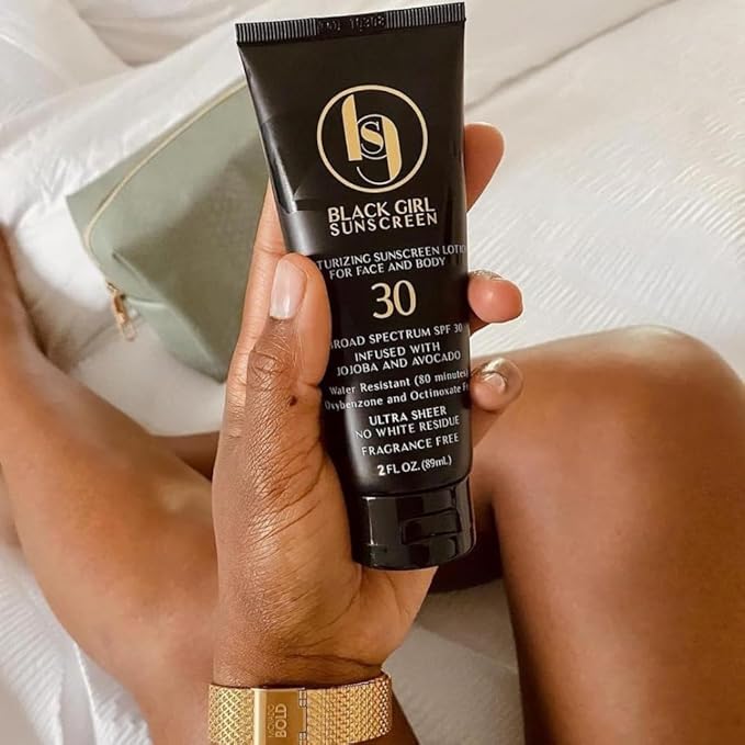 BLACK GIRL SUNSCREEN - Face & Body Moisturizing Sunscreen Lotion SPF 30, No White-Residue for Melanin Rich Skin (2 Fl. Oz.)
