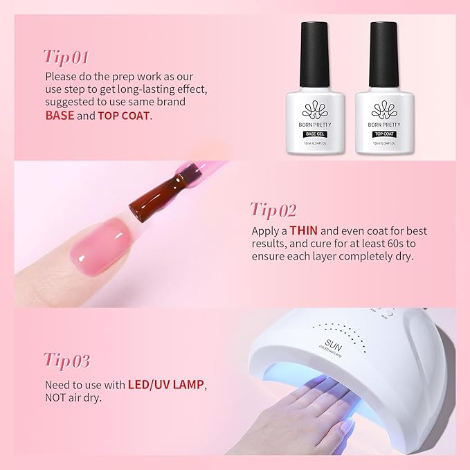 BORN PRETTY Jelly Gel Nail Polish Set,Sheer Nude Pink Natural Color Ice Transparent Tranlusent Gel Polish Kit for Salon Manicure and Nail Art DIY at Home 6PCS 7ml