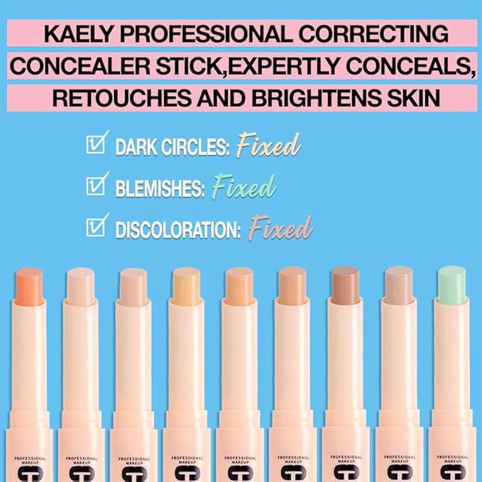 Kaely 2Pcs PROFESSIONAL MAKEUP Correcting Concealer Stick,Medium Coverage Concealer Crayon,under Eye Brightener Concealer for Dark Circles,corrector de ojeras,Lightweight,Vegan,07 DARK COFFEE