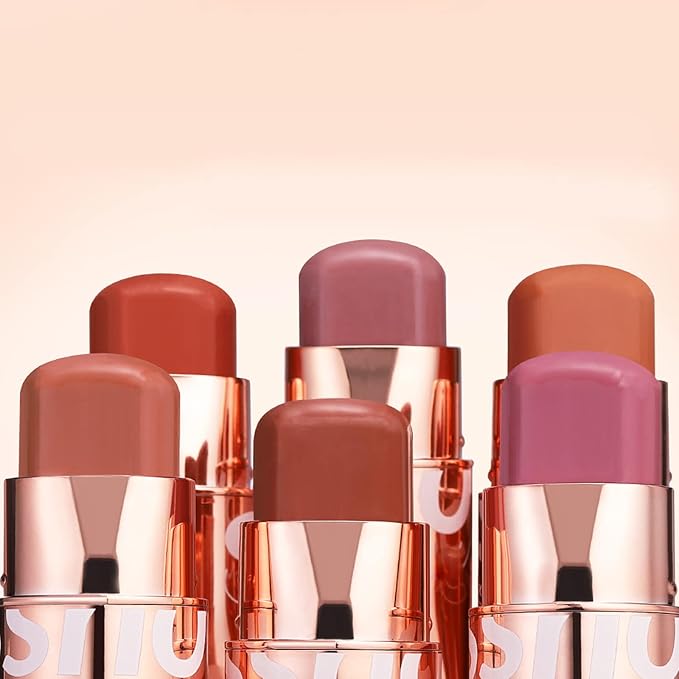 Cream Blush Stick for Cheeks Makeup, Waterproof Face Blush Stick Multi-Use Lip and Cheek Tint, Matte Finish Easy to Blend Lightweight Natural Cream Blusher Makeup for All Skin Tones-Orange