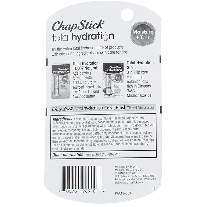 ChapStick Total Hydration Coral Blush 0.12 oz (Pack of 2)