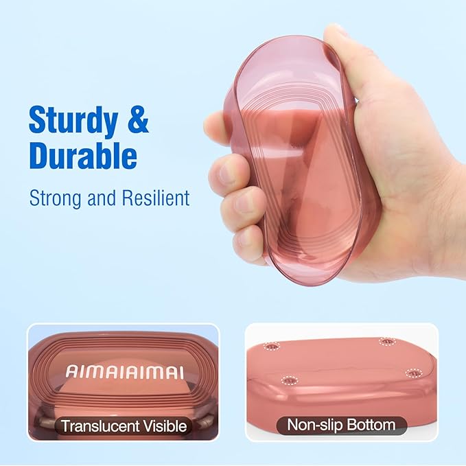 Travel Soap Container, Translucent Visible Soap Box, Travel Soap Holder with Removable Draining Layer, Portable Soap Case for Traveling, Camping, Gym (Red Style A)