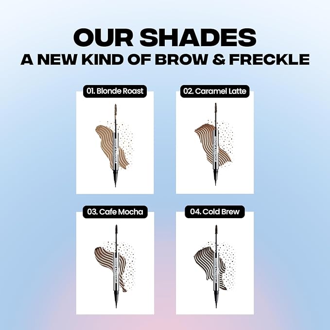 Sacheu Brow & Freckle STAY-N Tinted Eyebrow Gel & Faux Freckle Pen — 2-in-1 Longwear Water Resistant Brows Tint, Cruelty-Free & Vegan, Blonde Roast