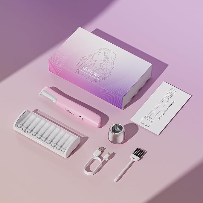 Sonic Dermaplaning Tool for Women, Rechargeable Face Dermaplane Razor Sonic Edge Technology for Facial Hair, Exfoliating and Peach Fuzz, 10 Refill Blades Pink