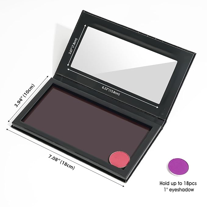 Lolalet 2 Pack Magnetic Makeup Palettes, Empty Magnetic Palette with Mirror for Eyeshadow Lip Color Blush Powder Highlighter Contour - Black&Pink