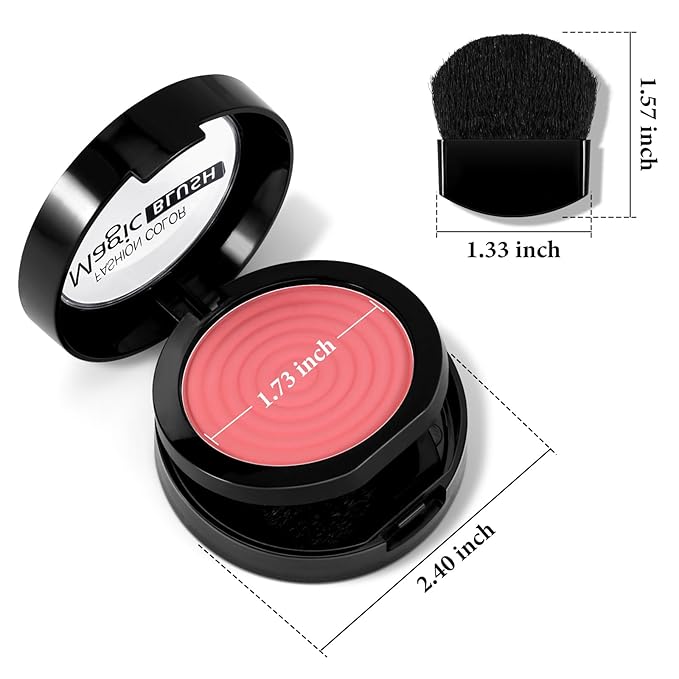 Boobeen Soft Blend Powder Blush for Cheeks, Buildable Color Matte Smooth Blush Palette Compact Blush Powder Makeup, Long-lasting Flush Color, with Mirror and Brush