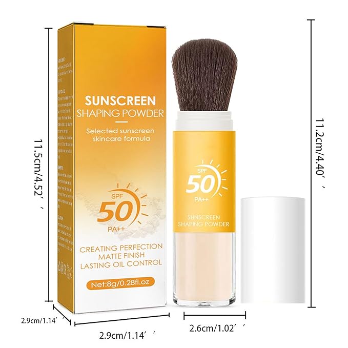 Mineral Sunscreen Setting Powder, SPF 50 PA++, Mineral Brush Powder, Matte Translucent Loose Setting Powder, Natural Oil Control Lightweight Face Powder for All Skin, Smooth, Lasting, Breathable