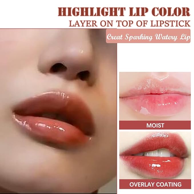 2 Colors Hydrating Plumping Lip Glow Oil,Moisturizing Lip Oil Gloss Transparent Glossy Lip Gloss Primer Lip Tint for Lip Care and Dry Lip (001#+007#)