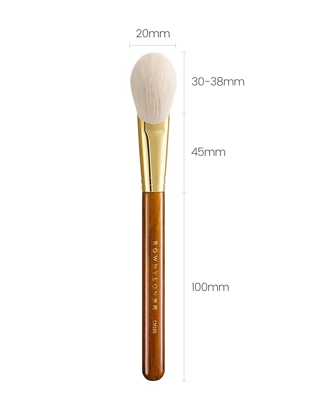 Desert Oak Series CM 160 Angled Blush Brush for Cheeks β Ideal for Powder & Cream Blush, Golden Brass Ferrule, Ebana Bubinga Handle, Soft Nylon Bristles