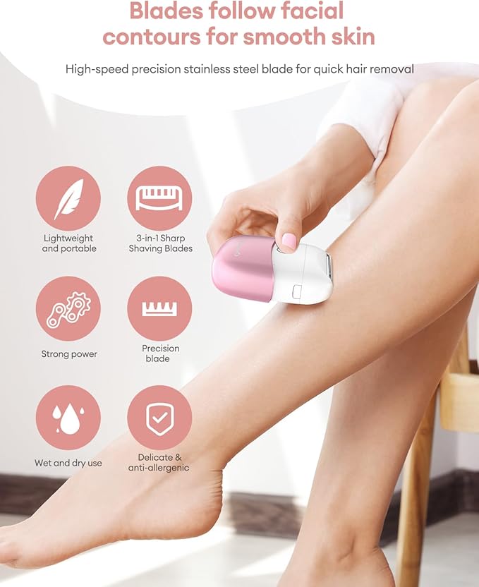 CkeyiN Electric Shaver for Women, IPX65 Waterproof Dry Wet Use Women's Electric Razor for Legs, Armpit, Bikini Public Hair Trimmer with Detachable Head, Cordless/Portable/Rechargeable Foil Shaver