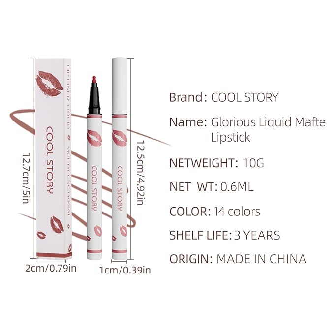 COOL STORY Matte Lip Liner Pencil - Waterproof, Non-Fading, Long-Lasting Plump Effect for Fuller Lips Makeup, Soft & Smooth Texture Easy Glide Lipstick 07#