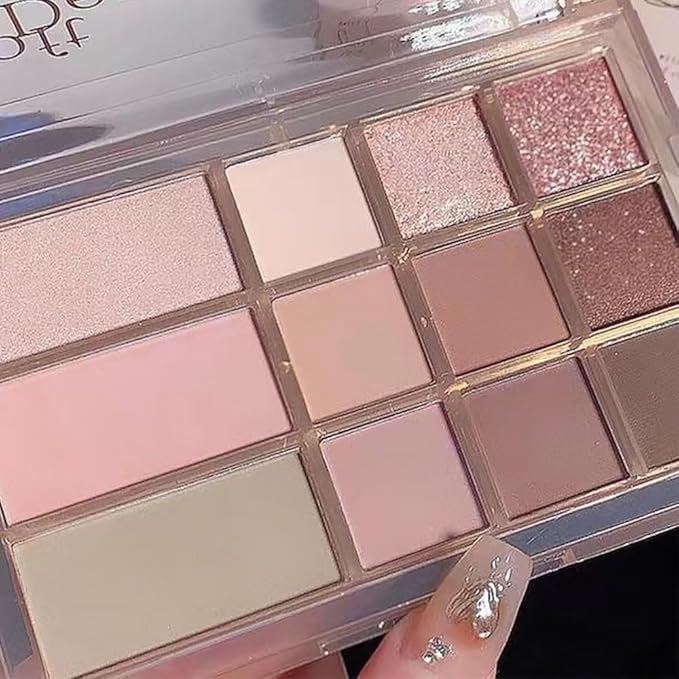 12 Girds Colorful Matte Shimmer Eyeshadow Palette for Eye Makeup,High Pigmented Eye Shadow Primers Powder Palet de sombras de ojos 12-C