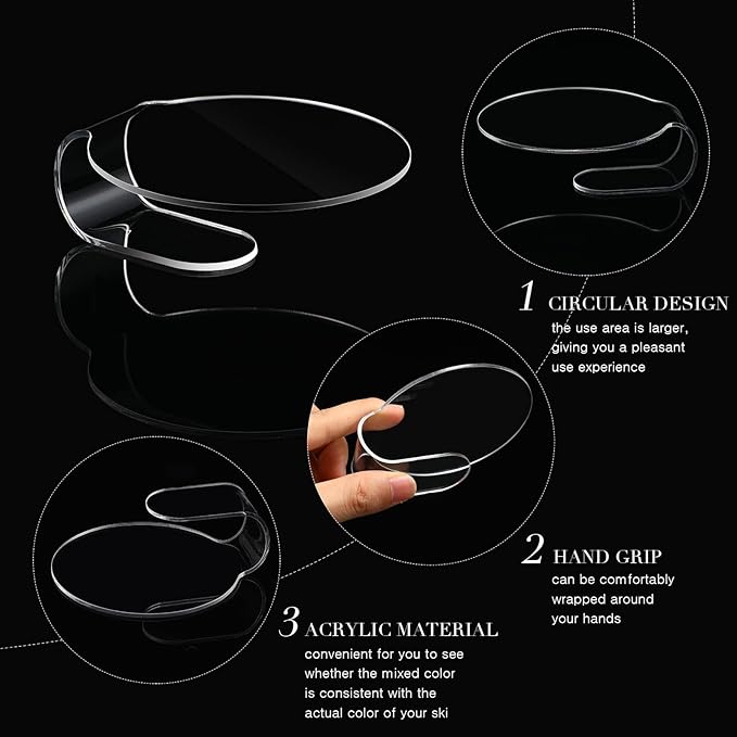 Makeup Mixing Palette 2 Pieces Handheld Makeup Mixing Tray Acrylic Foundation Mixing Tray Clear Foundation Palette Eyeshadow Makeup Hand Palette Cosmetic Foundation Dish for Makeup Blending