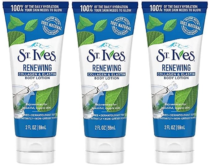 St. Ives Skin Renewing Body Lotion 2 Oz Travel Size (Pack of 3)
