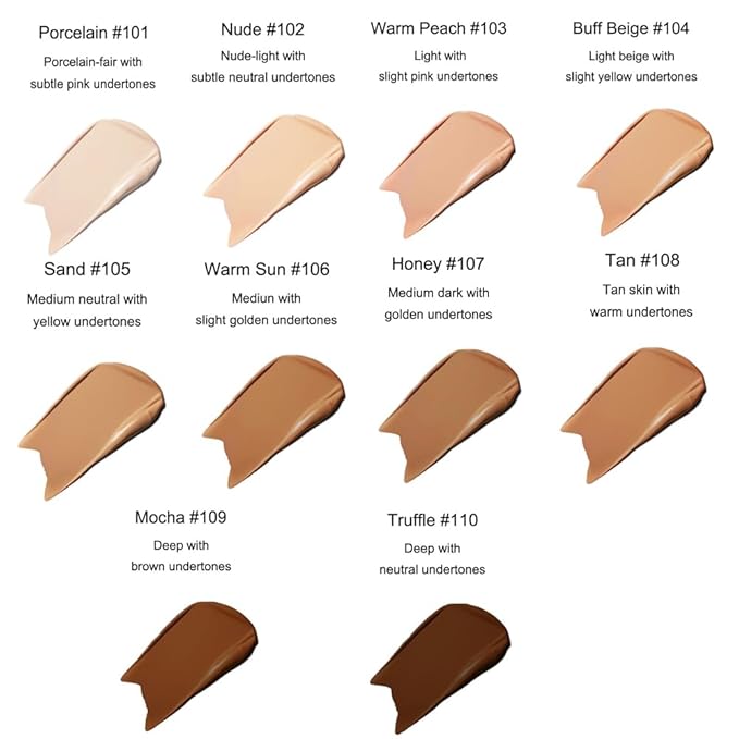 2Pcs Liquid Foundation Full Coverage 24HR Matte Oil Control Concealer 30ml (Nude & Buff Beige) with Kabuki Foundation Brush Flat Top (1pcs-106)