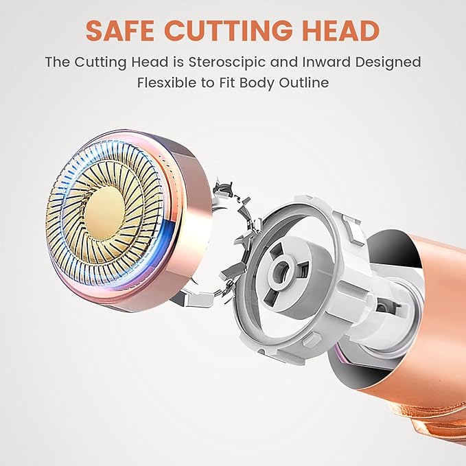 Facial Hair Removal for Women- as Seen on TV Painless Face Shaver -Painless Womens Facial Hair Remover with 2 Replacement Heads, Lipstick-Sized, USB Rechargeable(White)