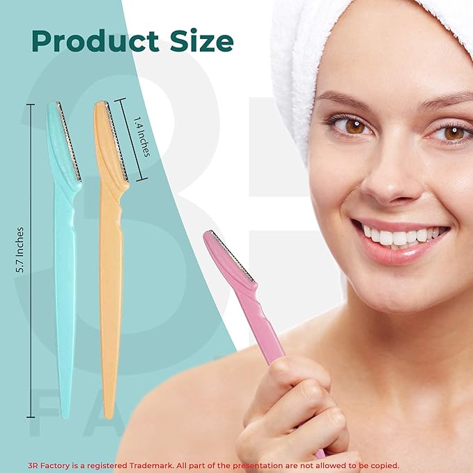 Womens Peach Fuzz Shaver - 3R Factory Ladies Razors for Facial Hair, Face Shaving Razor, Lady Razors for Women Fine Hairs, Eyebrow, Facial & Neck. Come with Safety Cover (Packs of 6)