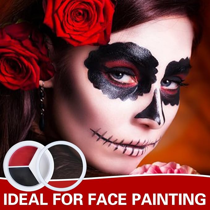 3 Colors Black White Red Face Body Paint