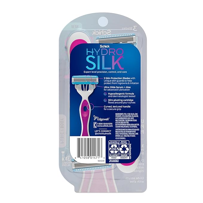 Schick Hydro Silk Ultimate Pubic Skin Protection, Disposable Razors for Women Sensitive Skin | Pubic Hair Razor for Women, Bikini Razor, Womens Razors Bikini Line, 3ct