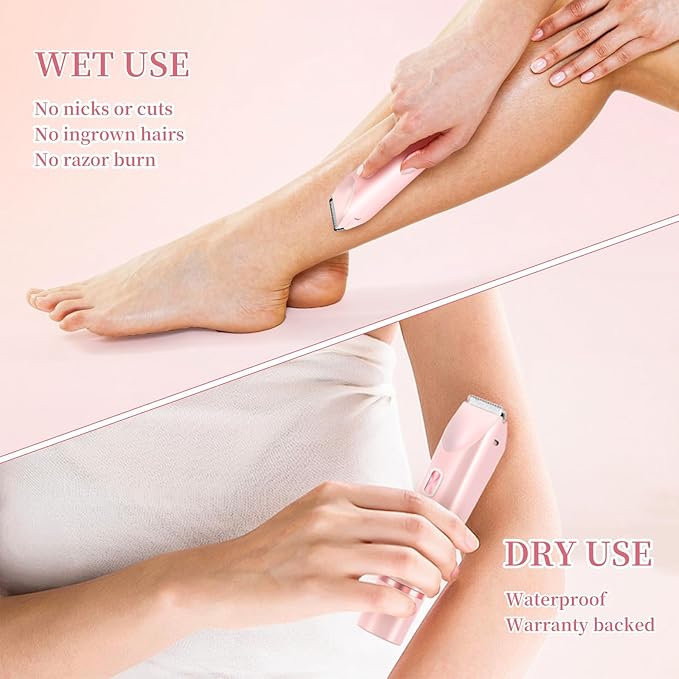 QNHMPW Bikini Trimmer for Women,Electric Razors for Women,2-in-1 Dual Head Shaver- Wet/Dry Shaver Groomer, Waterproof Hygiene Razor Used for Face, Underarm, Leg, Bikini Area(Purple)