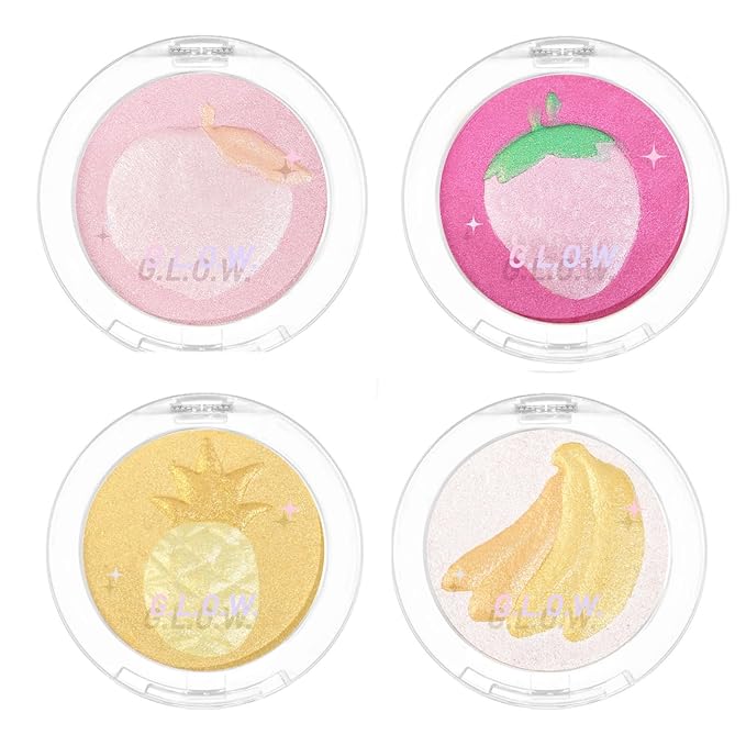 Highlighter Makeup Palette Face Highlighter Palette Glitter Highlighter Powder Palette Iluminadores de Maquillaje for Face Highlighters & Illuminator (Pink)