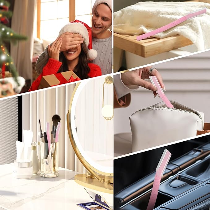 Dermaplane Razor, Face Razors for Women, Dermaplaning Tool for Women Face, Remove Facial Hair and Perfectly Shape Brows, with Protective Cover, 5 Count, Pink