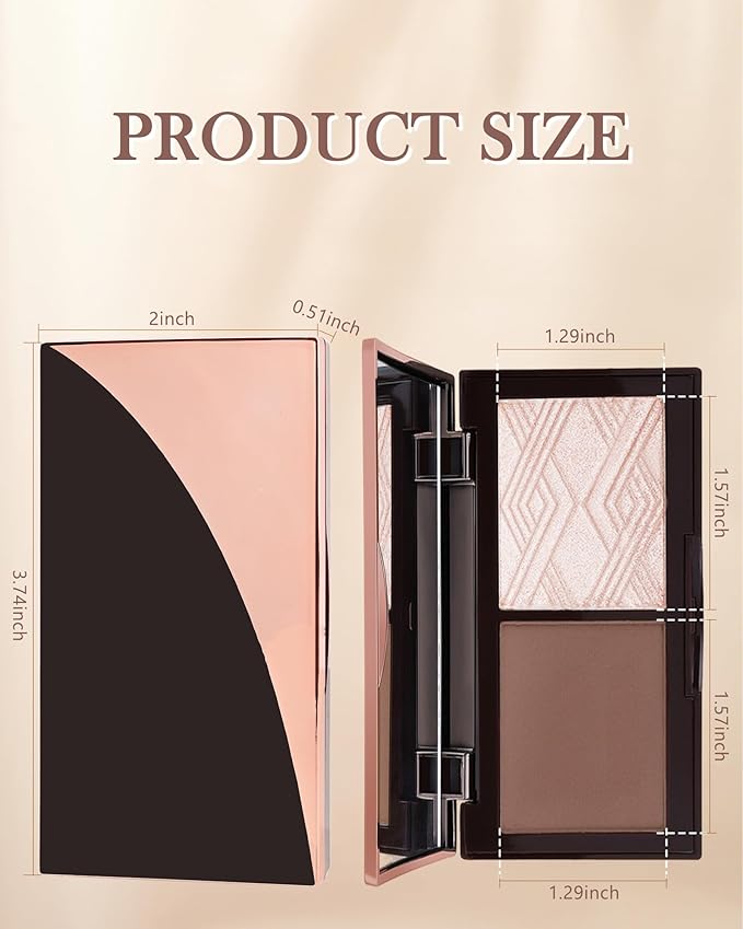 Face Contour Glitter Highlighter Powder Palette-2 in 1 Cruelty-Free Matte Bronzer Powder,Shimmer Illuminator Highlighters for a Glowing Look,Blendable Makeup Palette,Valentine's Day Gift for Women-01