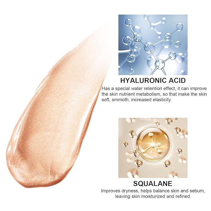 Natural Glow Liquid Filter Makeup, Longwear Face Luminizer, Complexion Booster For Any Part of the Body, Liquid Highlighter with Brush Kit, Infused Hyaluronic Acid, 1.06 fl oz (#01 FAIR)