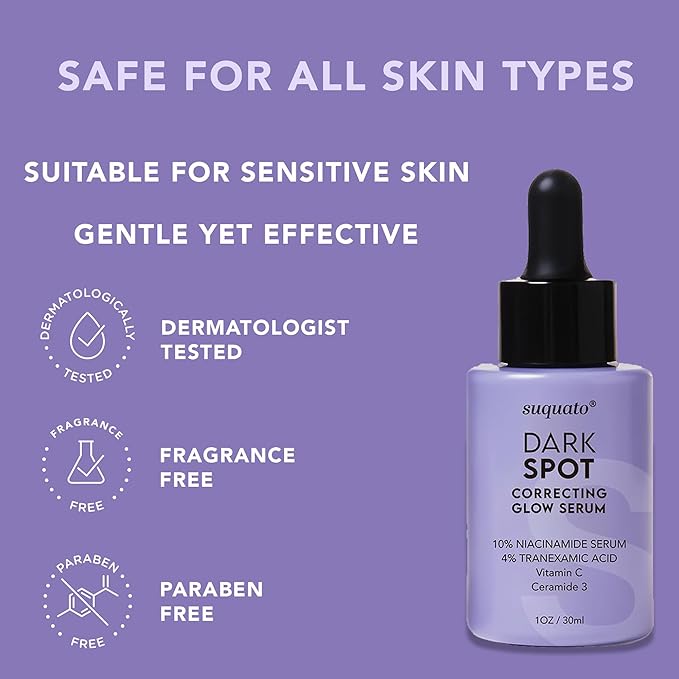 Dark Spot Correcting Glow Serum: Melasma Hyperpigmentation Treatment for Face with Tranexamic Acid Niacinamide - Vitamin C Serum and Dark Spot Remover For Face