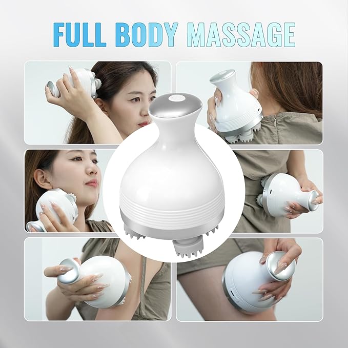 Electric Scalp Massager, Cordless Hair Scalp Massager Portable with 4 Vibration Comb for Hair Growth, Deep Cleansing and Stress Relaxation