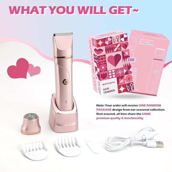 Bikini Trimmer for Women 2-in-1 β Rechargeable Electric Razors for Women, Painless Electric Shaver for Bikini, Underarm, Legs, Arms β IPX7 Waterproof, Compact Travel Design