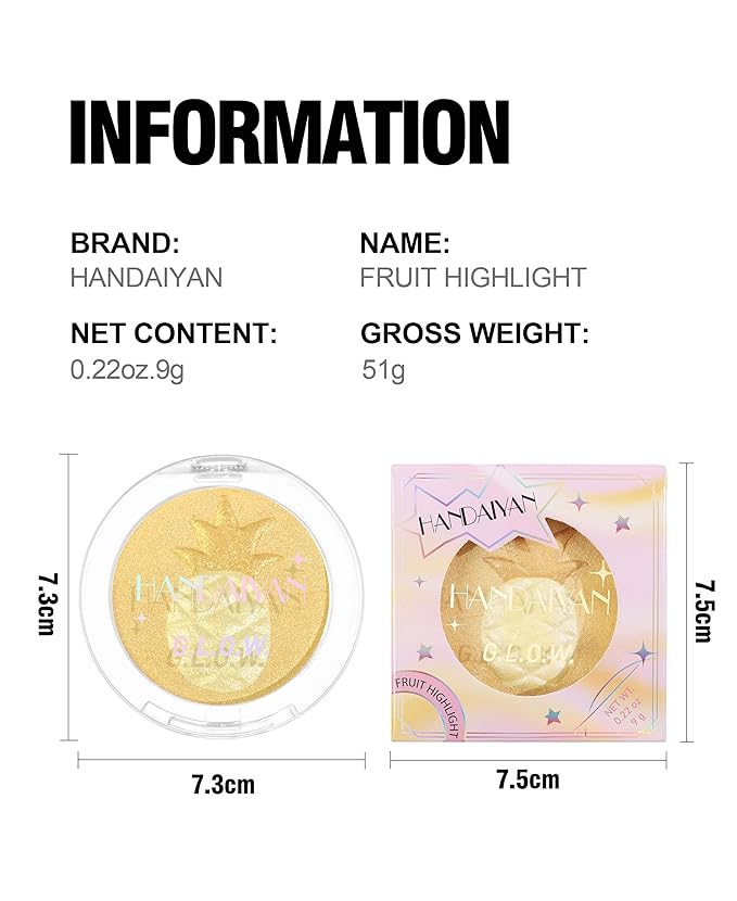 Glitter Highlighter Highlight Makeup, Fruit Glitter Face Illuminator Highlighter, Diamond Sparkly Highlighter Iluminadores Illuminator Make Up for Face Body Cheek (#01 Peach)