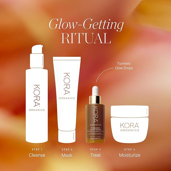 KORA Organics Turmeric Glow Drops, Niacinamide Alternative Face Serum for Radiance, Texture and Pore Appearance, Certified Organic, Vegan, 0.34 fl oz